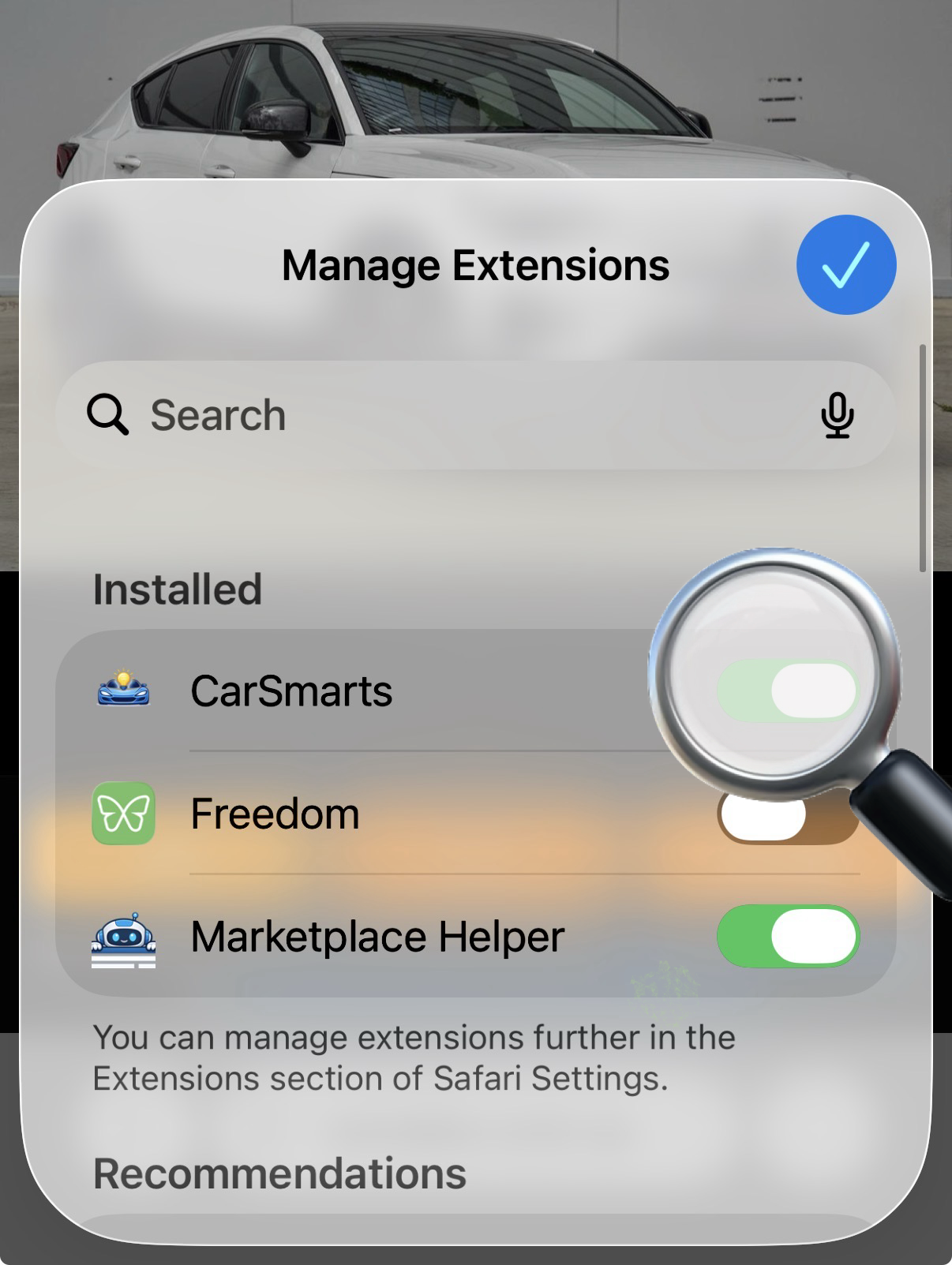 Step 3: Enable the Carsmarts extension